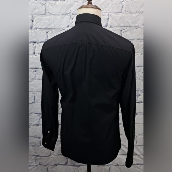 Burberry Men's Black Button Down Shirt TB Monogram Silver Buttons Size XS - Picture 8 of 16